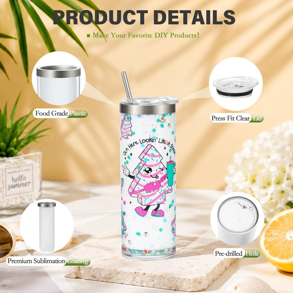 20 Oz Sublimation Snow Globe Tumbler Cup, 6 Pack B90077