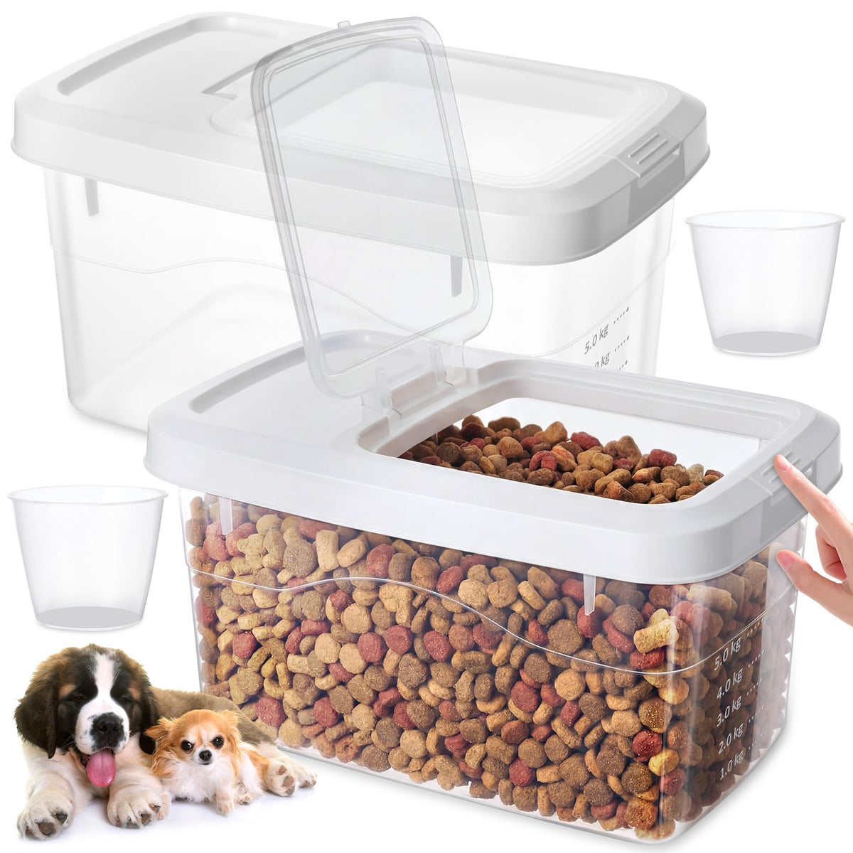 2 Pack 11 Lbs Airtight Dog Food Storage Container with Scoops X6528