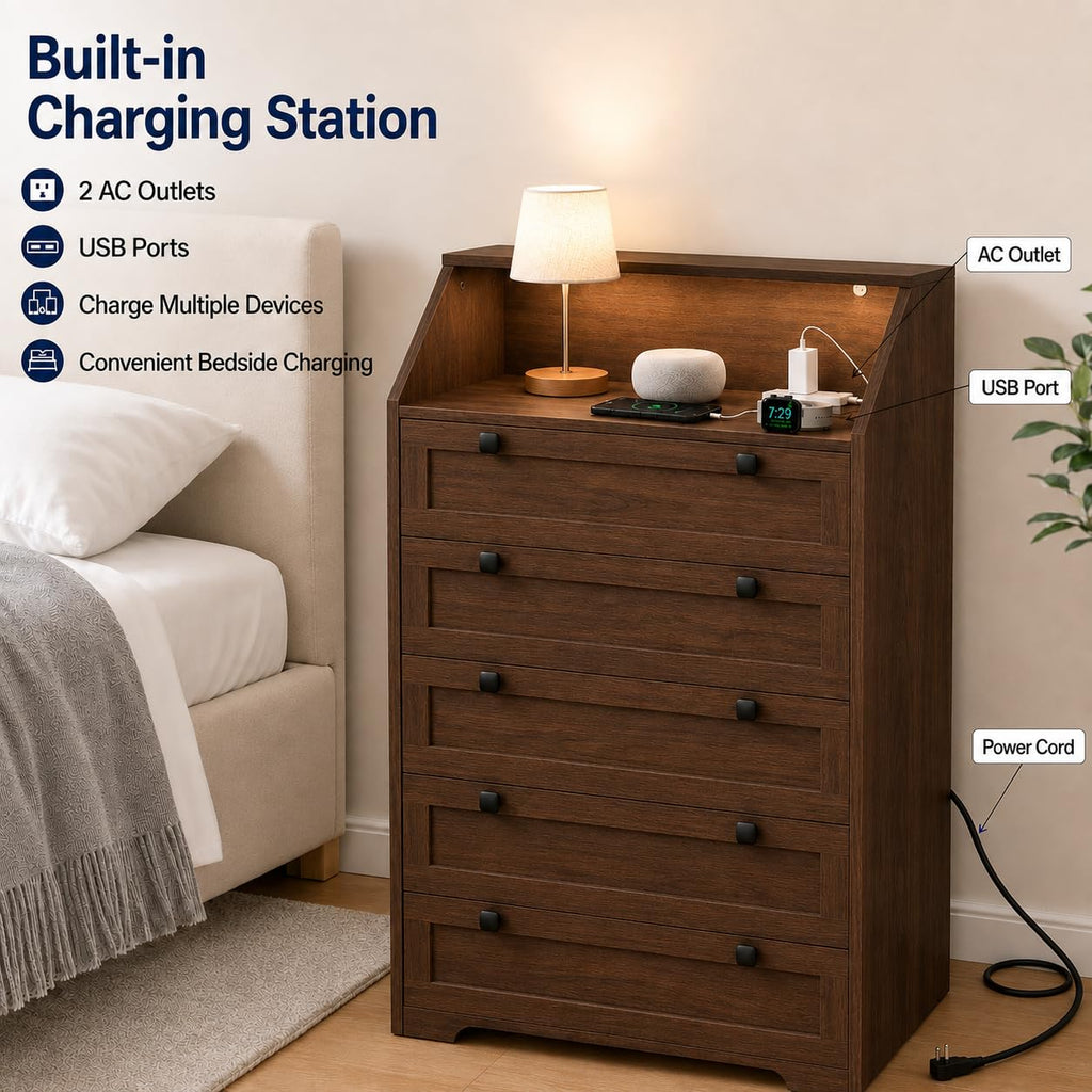 Walnut 5 Drawer Dresser K5597