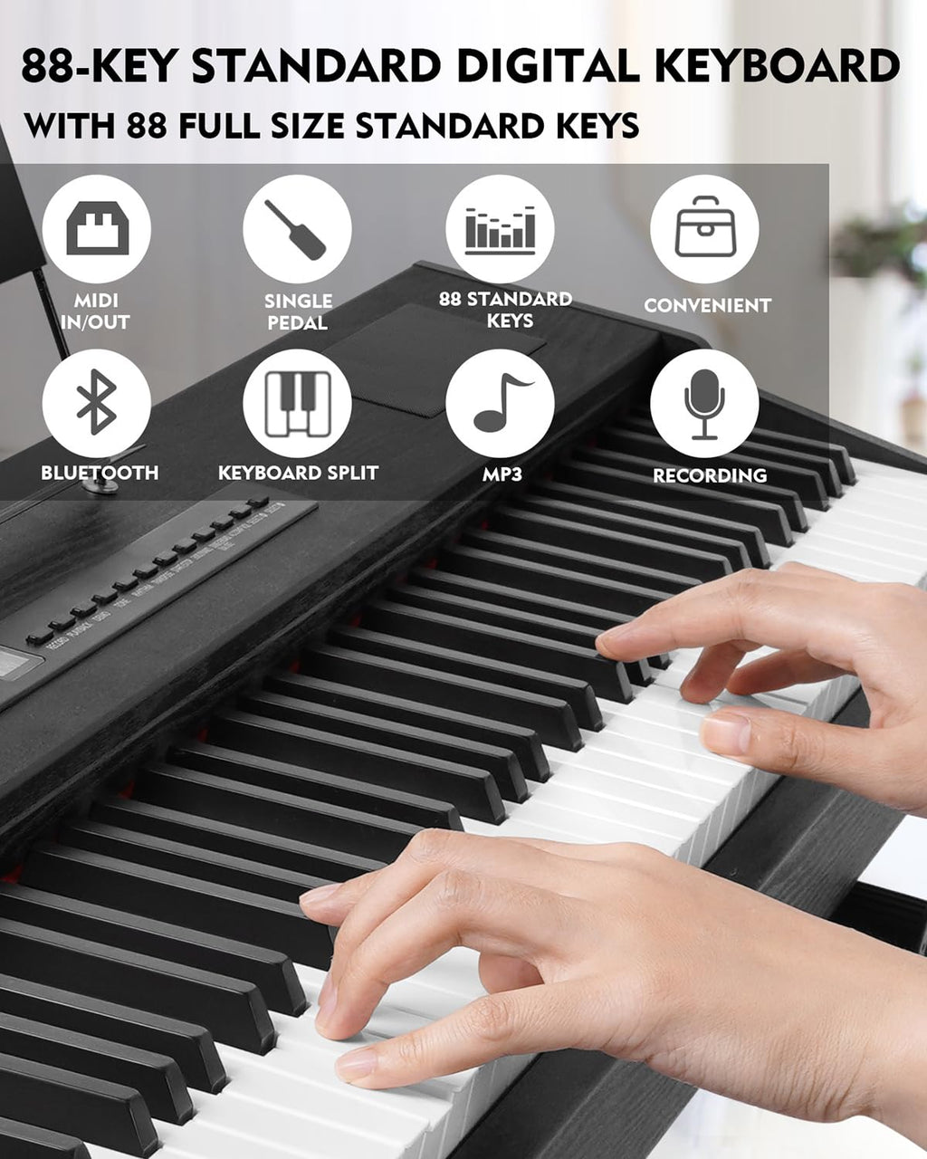 88 Key Fully Weighted Hammer Action Digital Piano with Stand B43696
