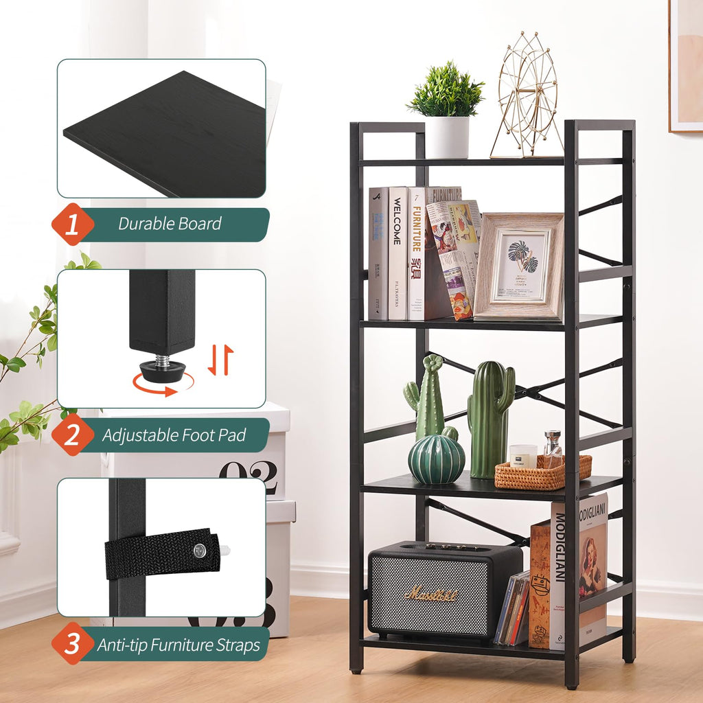 4 Tier Metal Wood Bookshelf X83558