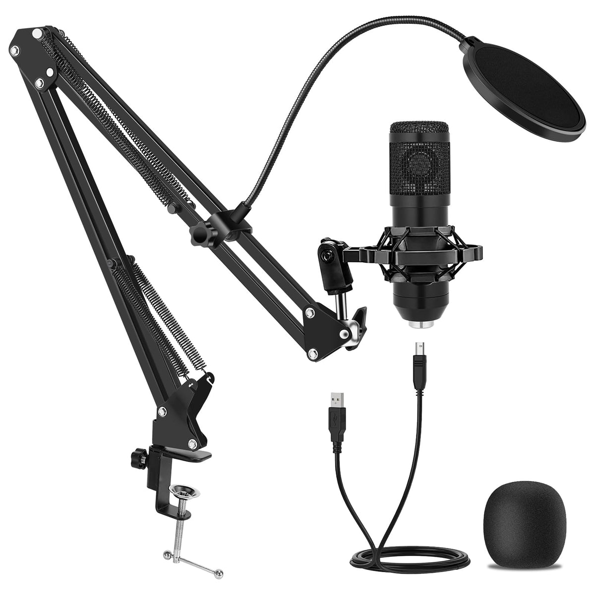 USB Condenser Microphone Kit with Boom Arm Stand D55020