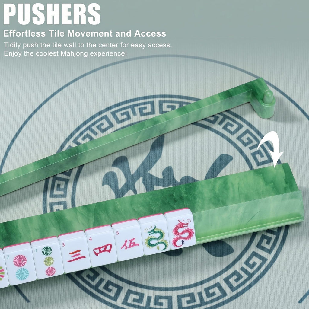 4 Pcs 18.7 Inch Acrylic Mahjong Tile Racks with Pushers E9541