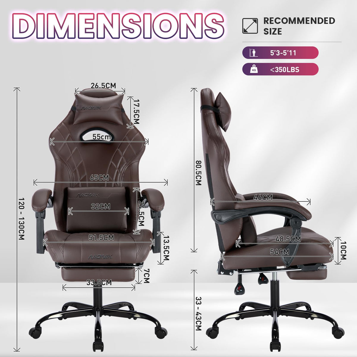 Gaming Chair with Footrest and Massage Lumbar Support K481023