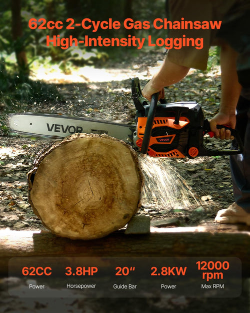 20 Inch 62CC Gas Powered Chainsaw W3908
