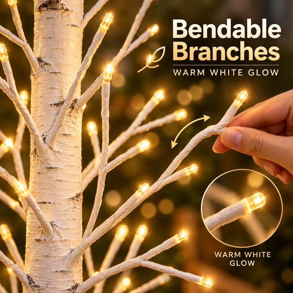 6FT Lighted Birch Tree, 312 LEDs, Warm White Z57289