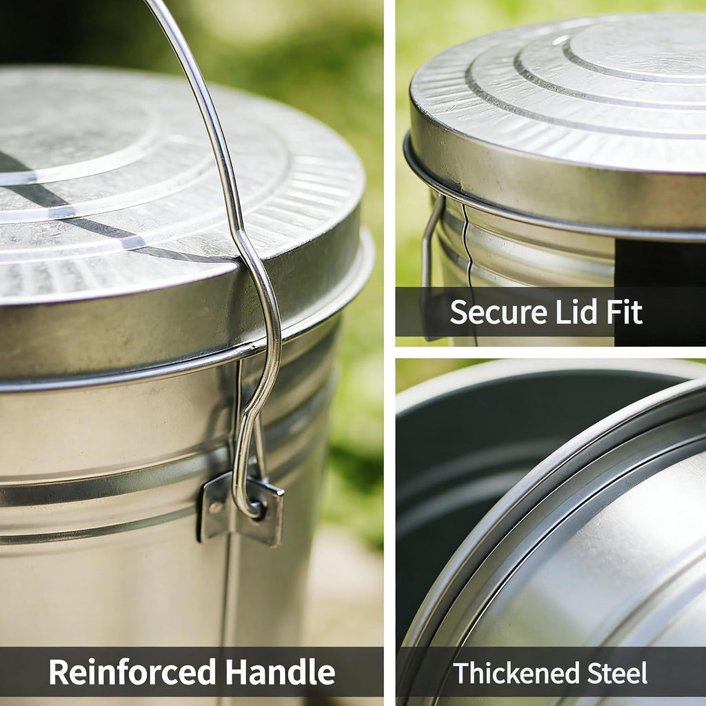 Galvanized Trash Can with Lid N395617