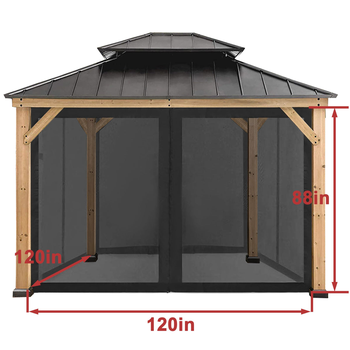 10' x 10' Gazebo Canopy Mosquito Netting Sidewalls D9707
