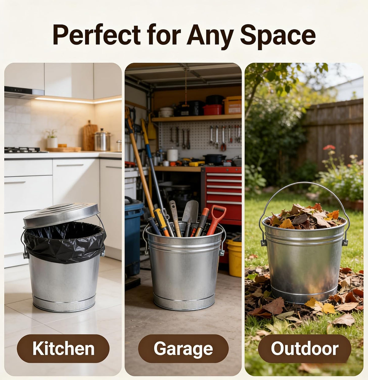 Galvanized Trash Can with Lid N395617
