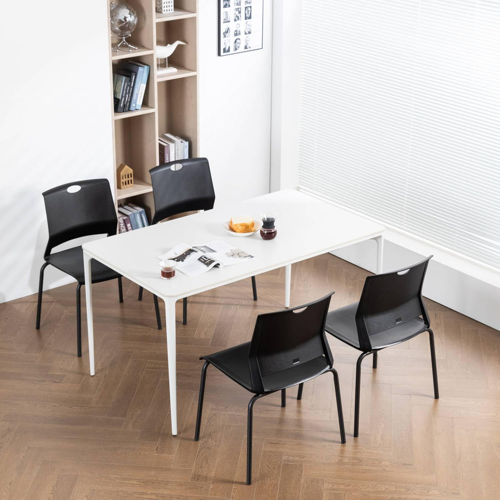 Black Stackable Plastic Chairs Set of 4 F349