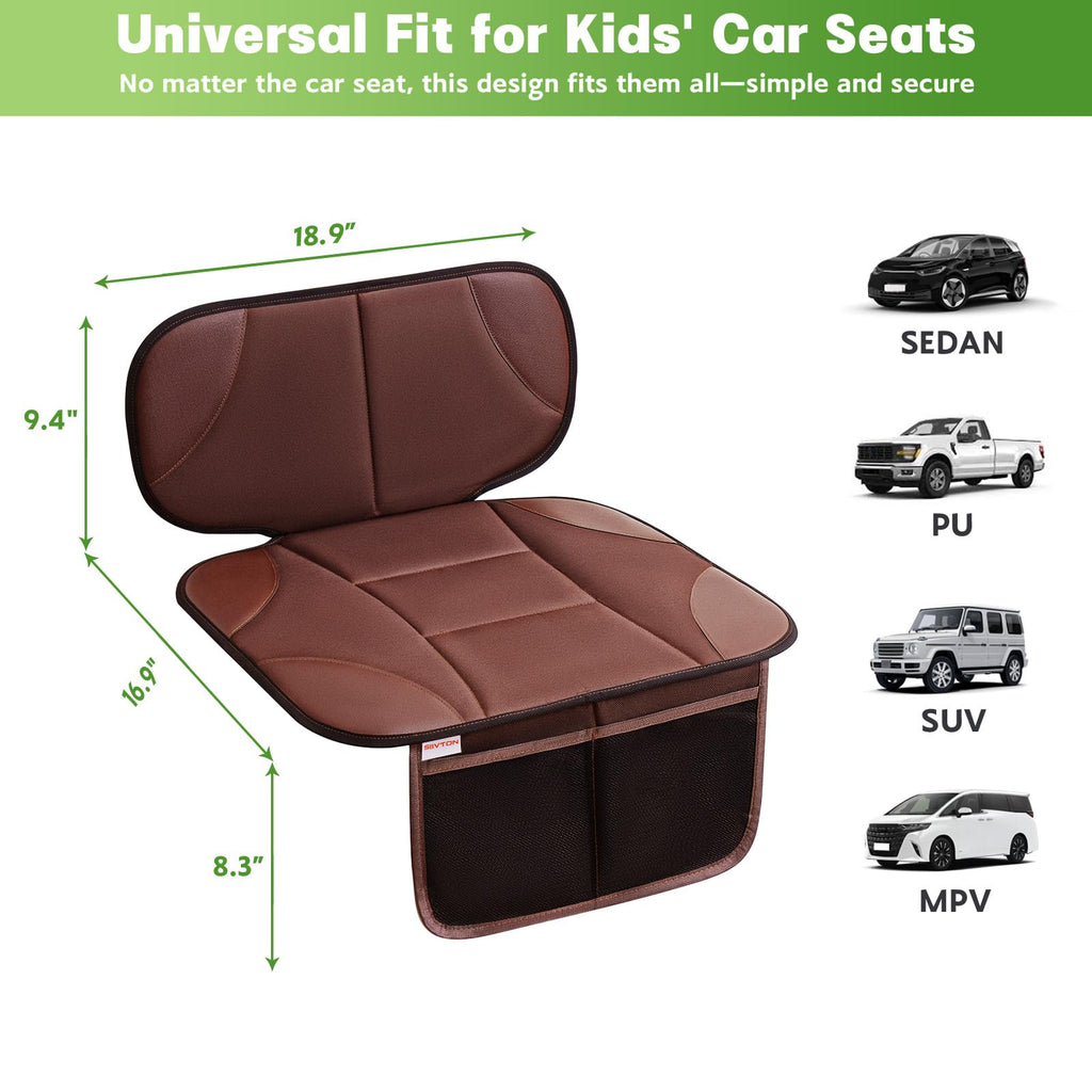 Car Seat Protector with 2 Storage Pockets, Black X5523