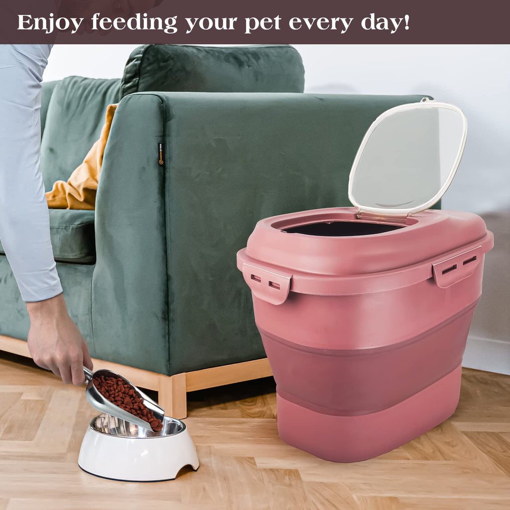 Airtight Collapsible Pet Food Storage Container with Scoop Y362980