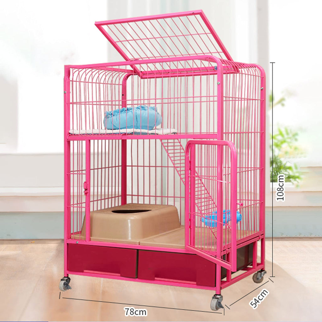 Heavy Duty Metal Cat Cage Dog Crate with Four Wheels Q600389