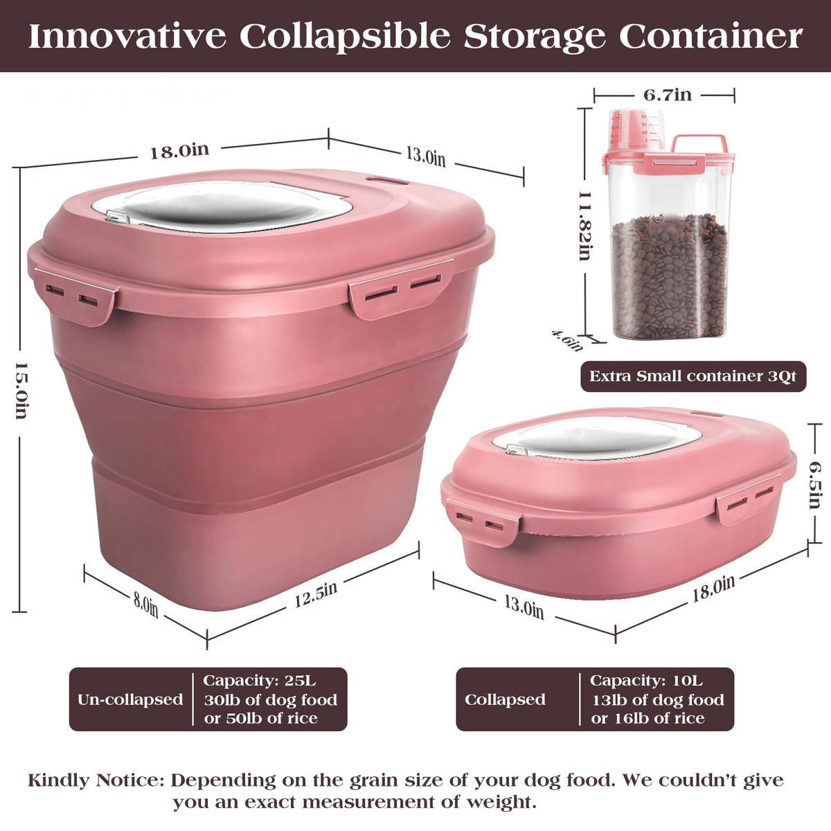 Airtight Collapsible Pet Food Storage Container with Scoop Y362980