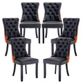 PU and Velvet Upholstered Dining Chairs with Solid Wood Legs K265637