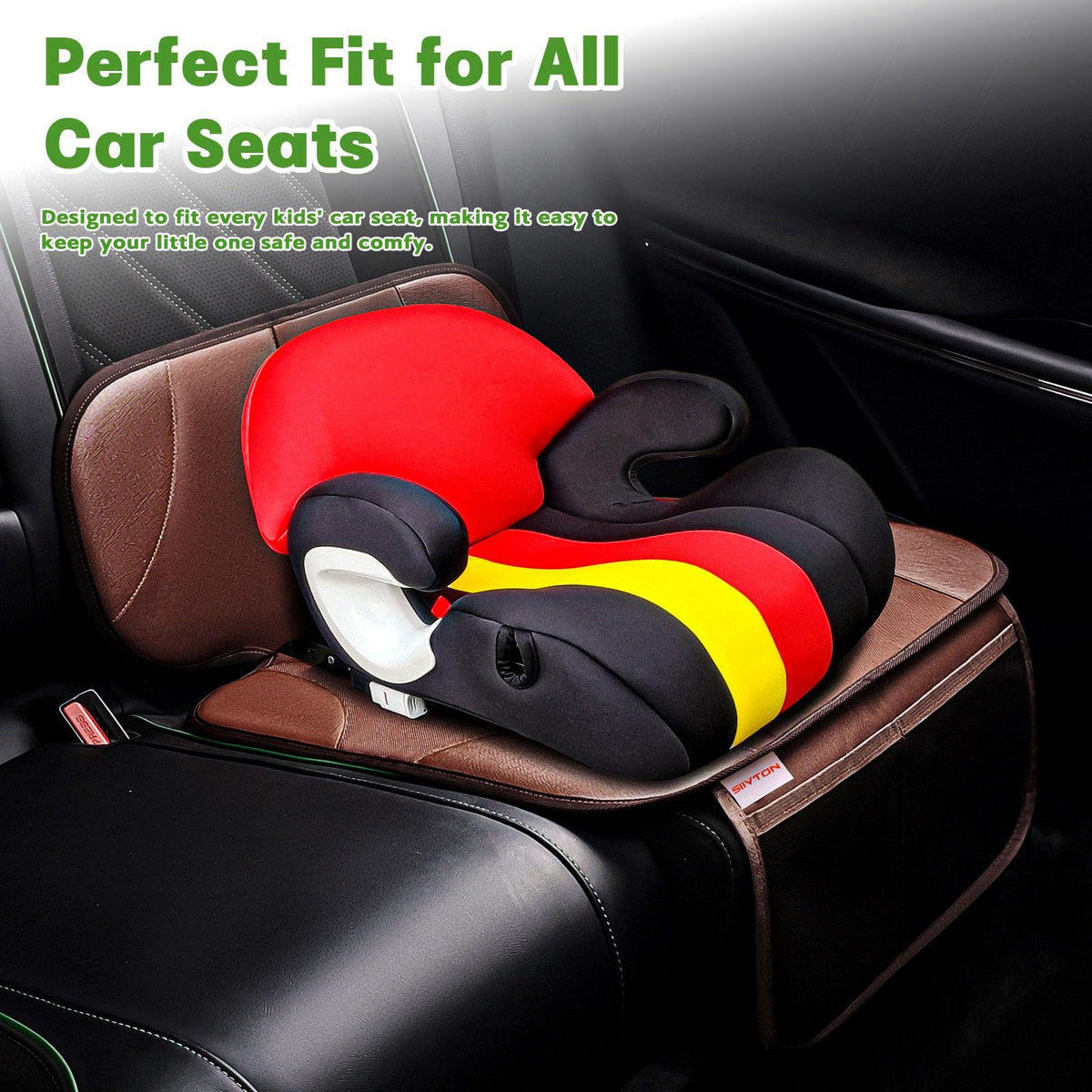 Car Seat Protector with 2 Storage Pockets, Black X5523