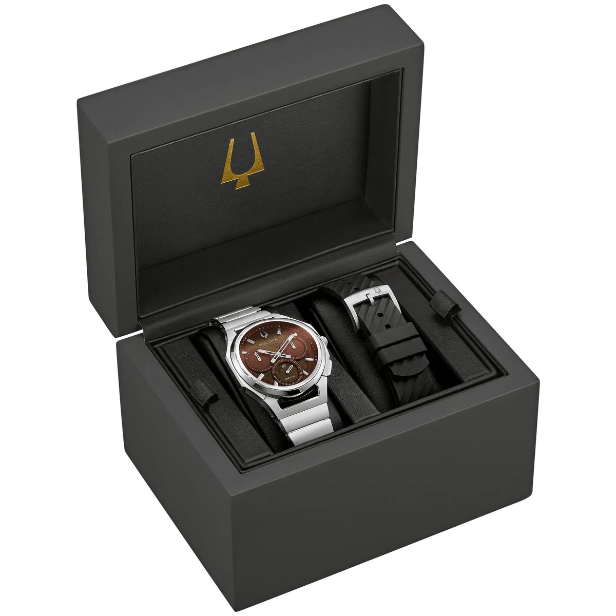 Brown Dial Stainless Steel Chronograph Watch Set 41.5mm B75020