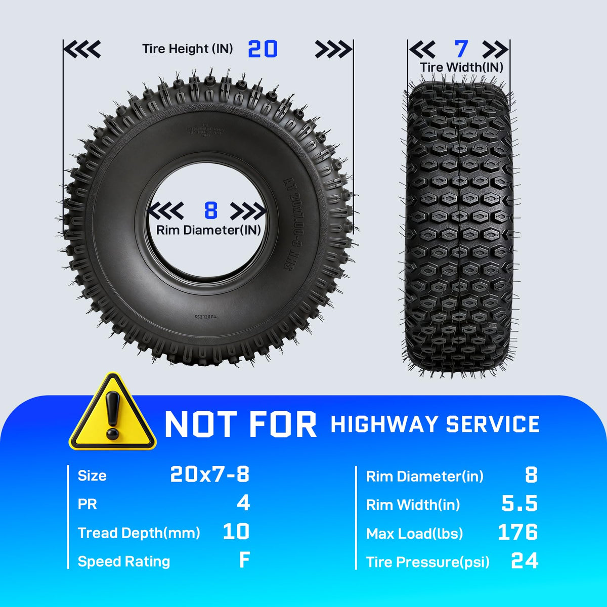 Set of 2 20x7-8 All-Terrain Tires Y504845