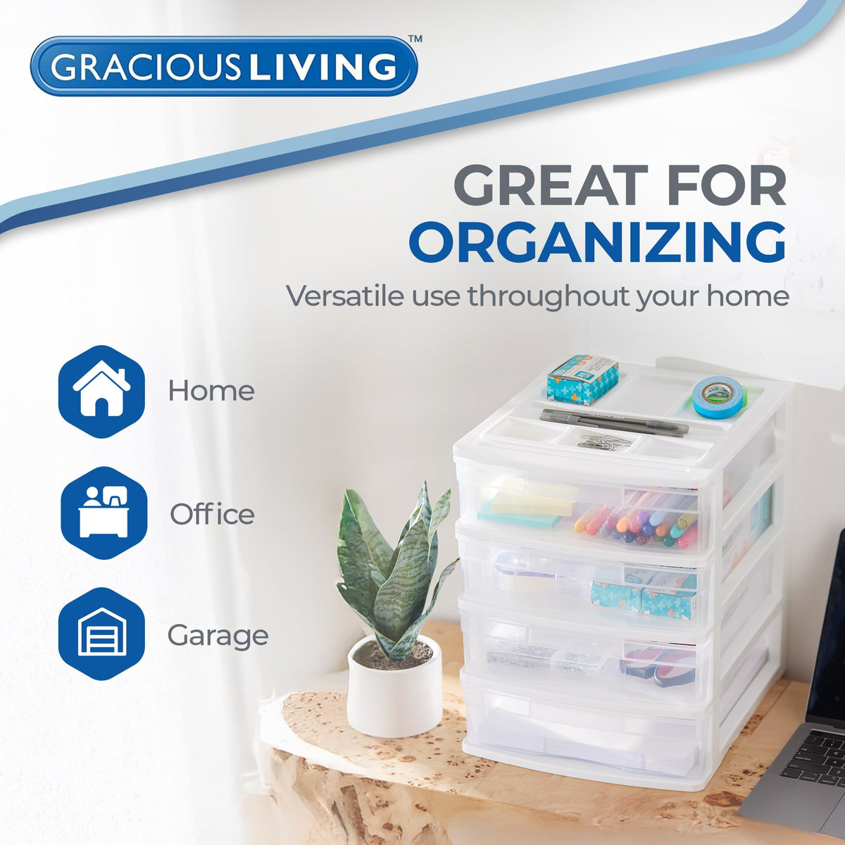 4-Tier White Plastic Drawer Organizer N199