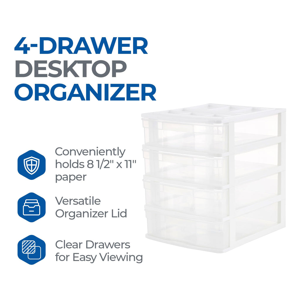 4-Tier White Plastic Drawer Organizer N199