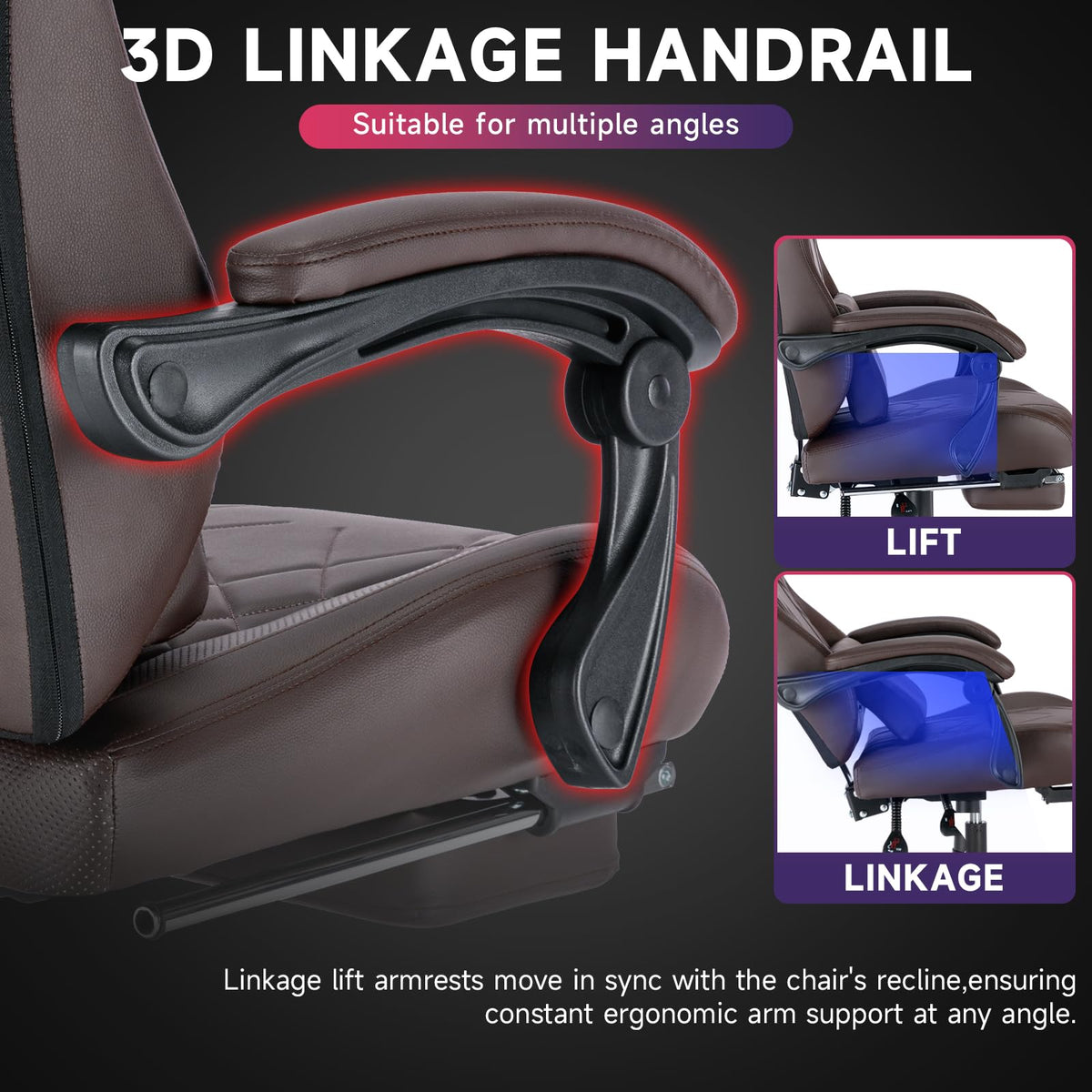 Gaming Chair with Footrest and Massage Lumbar Support K481023