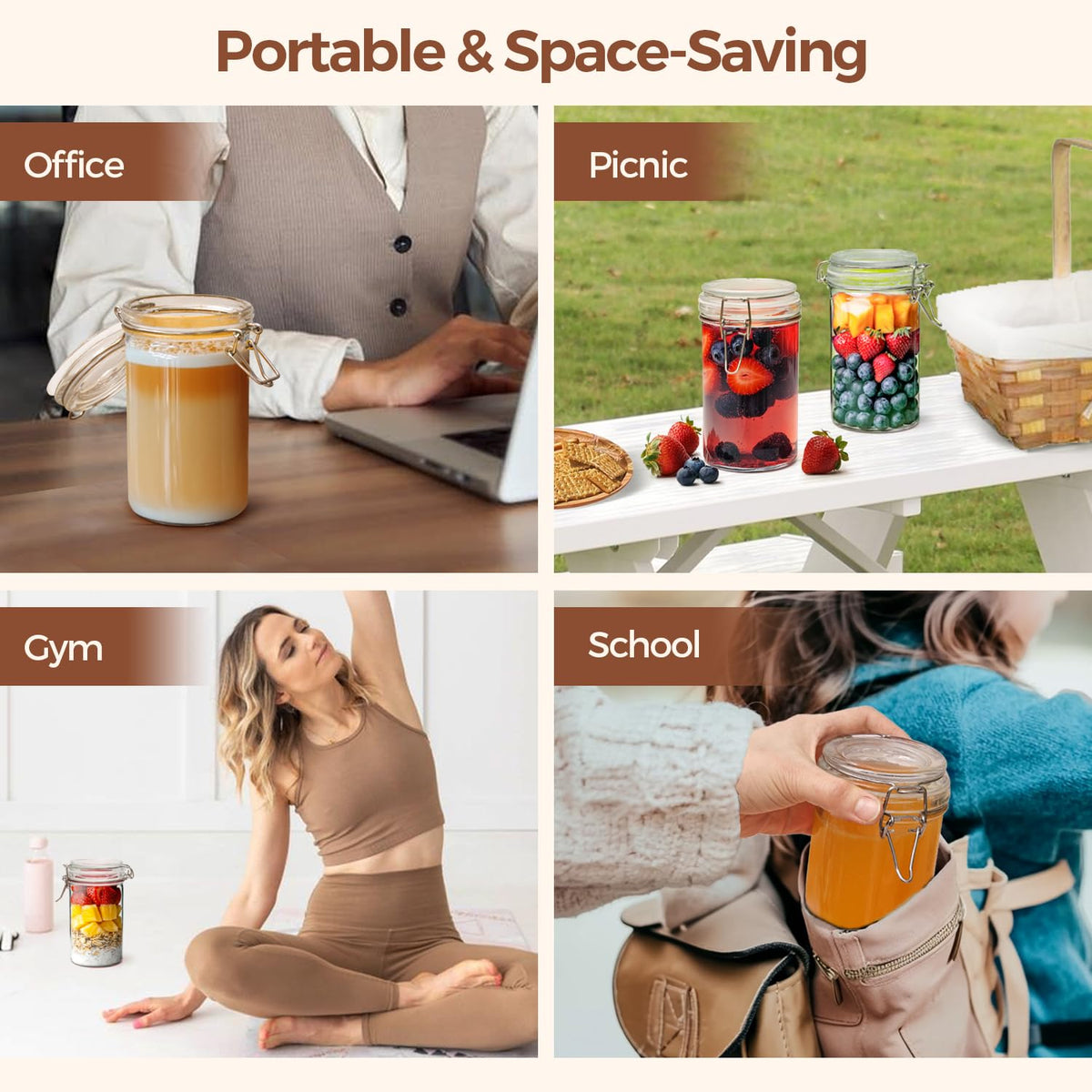 16 oz Glass Jars with Airtight Lids 6 Pack B90629