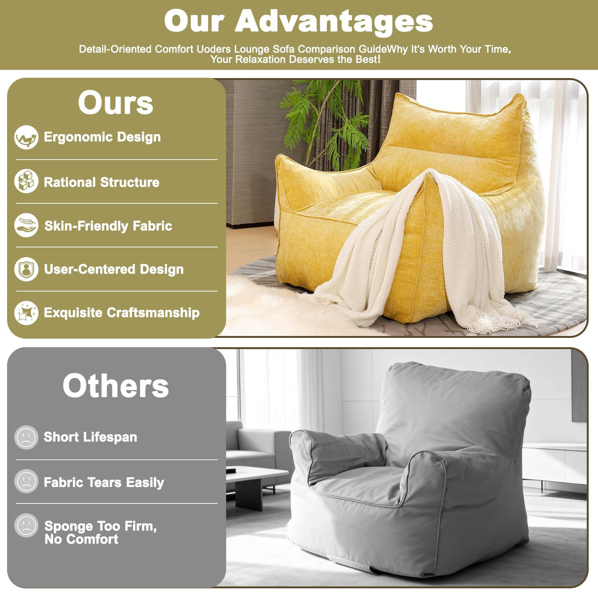 Fluffy Bean Bag Chair C8654