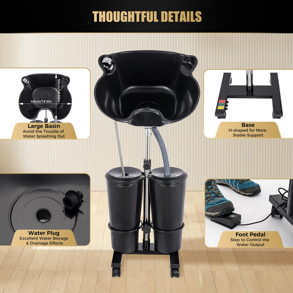 Portable Height Angle Adjustable Shampoo Bowl with Electric Pump Q787