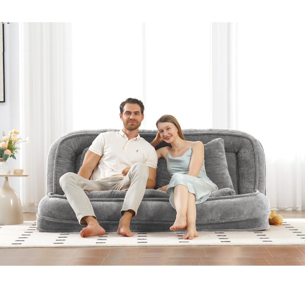 Light Gray Folding Floor Sofa Bed N162773