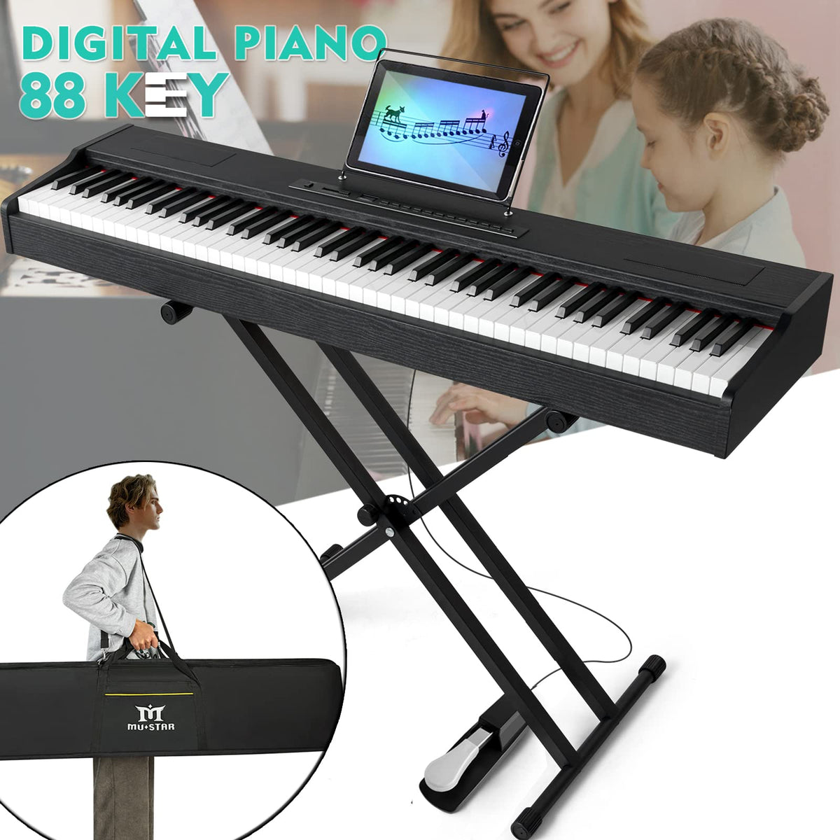 88 Key Fully Weighted Hammer Action Digital Piano with Stand B43696