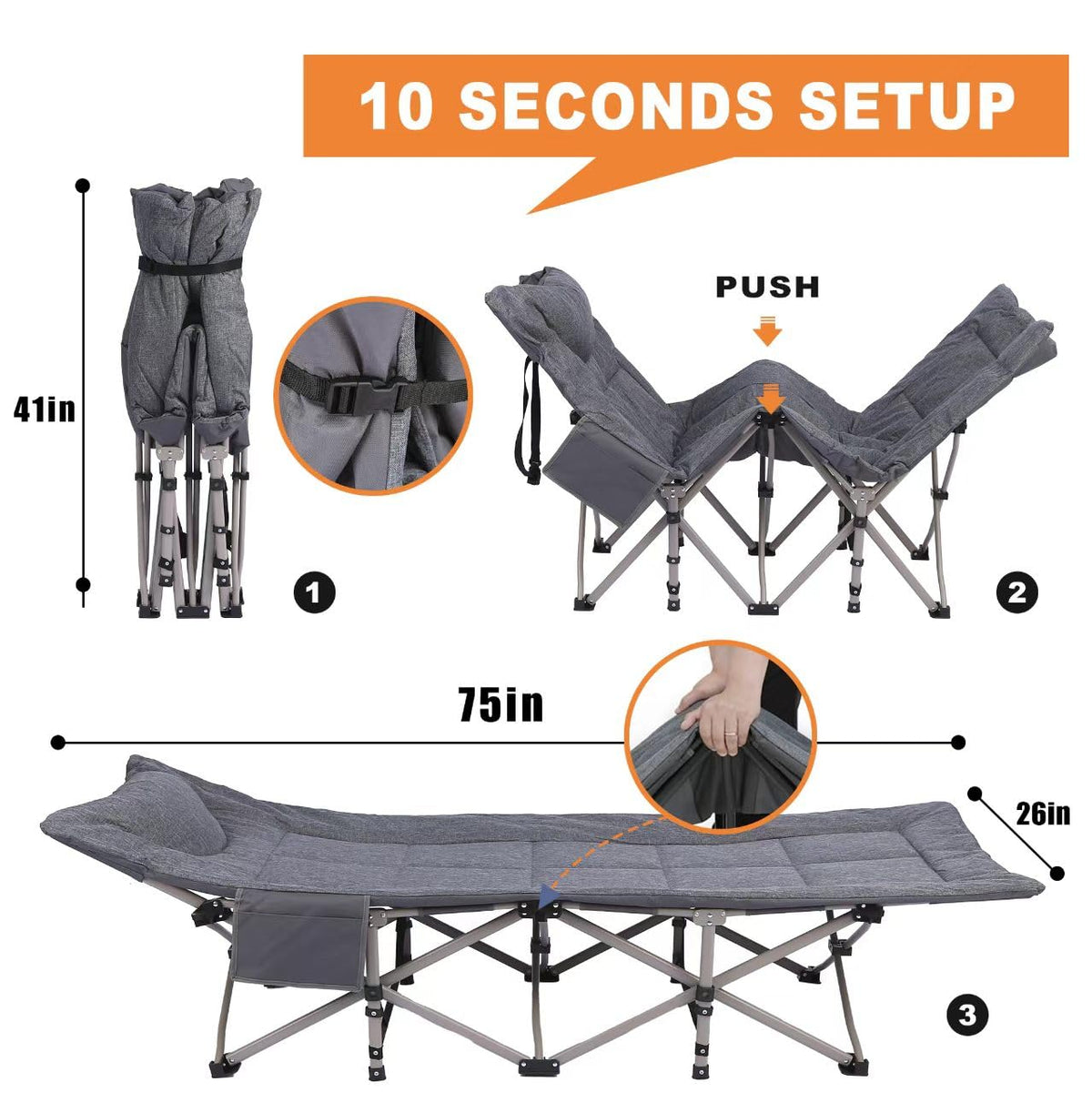 Heavy Duty Camping Cot with Mattress W69619
