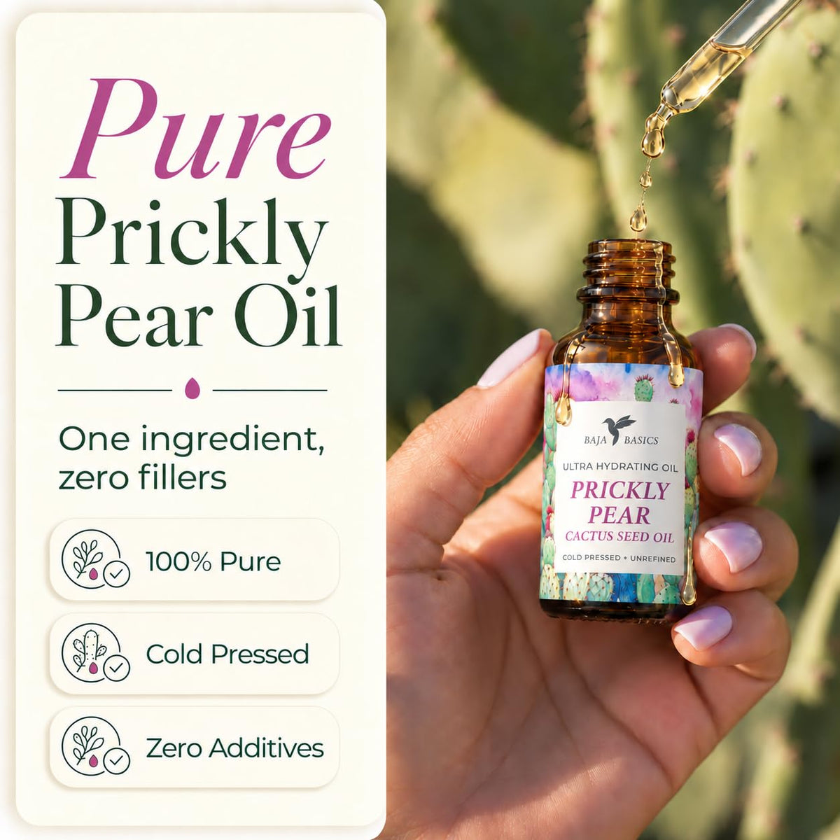 Organic Cold-Pressed Prickly Pear Seed Oil 1 oz W128