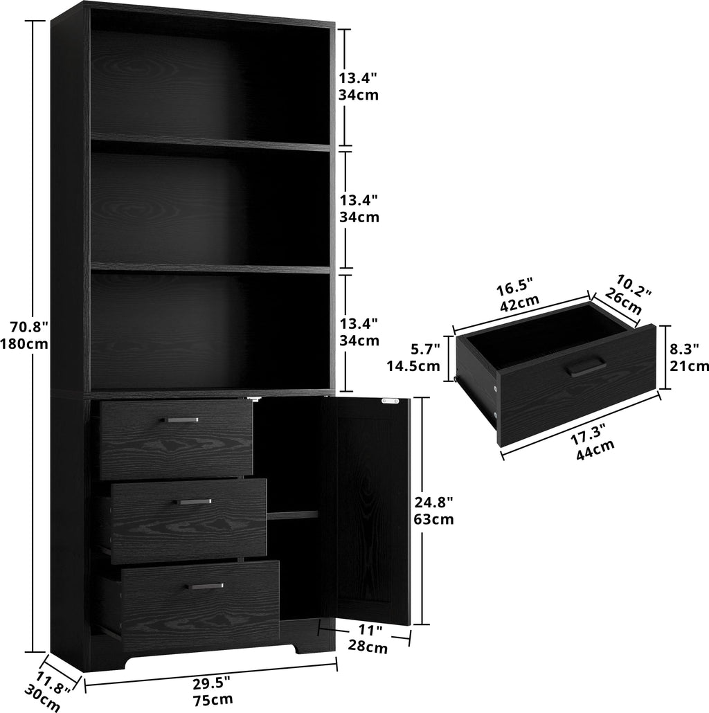 71 in Bookshelf with Doors and Drawers I1623