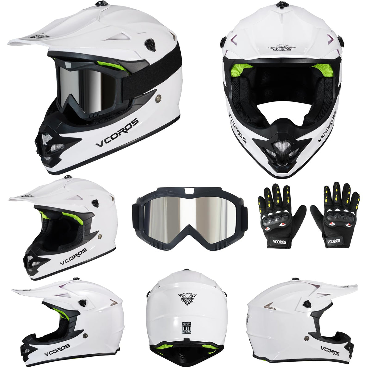 Kids Dirt Bike Helmet Set with Goggles Gloves Q1143