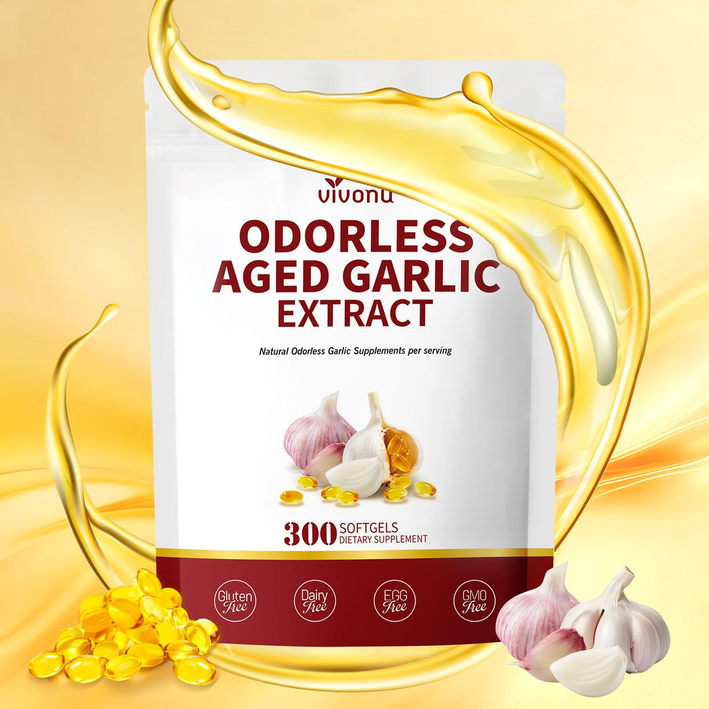 Aged Garlic Extract Capsules, 300 Softgels, Odorless, Gluten Free T745