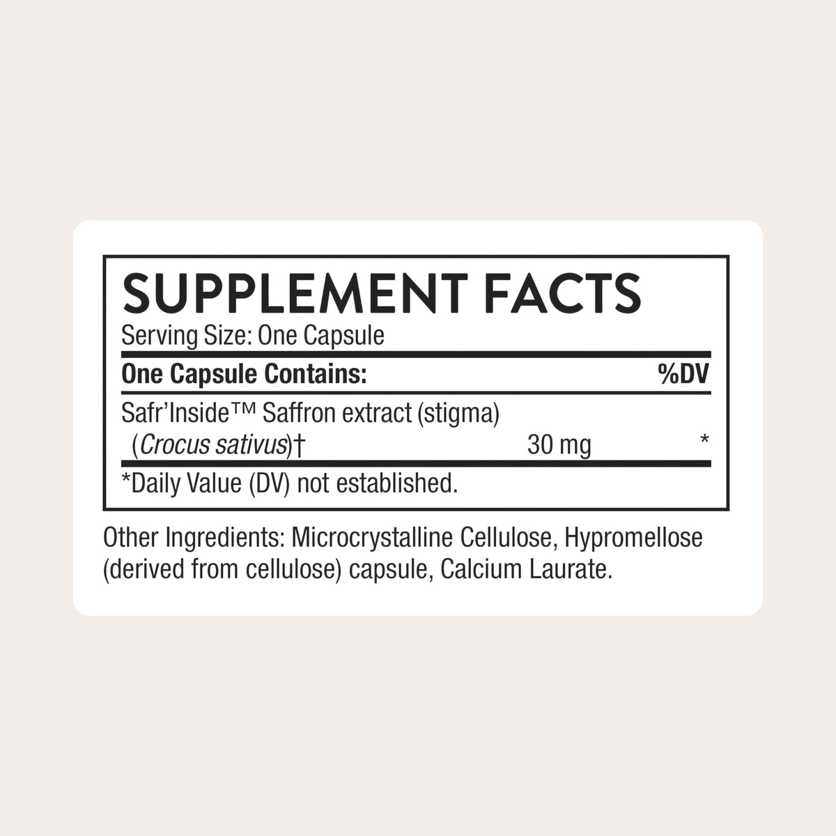 Saffron Extract Supplement, 30 Capsules L56467