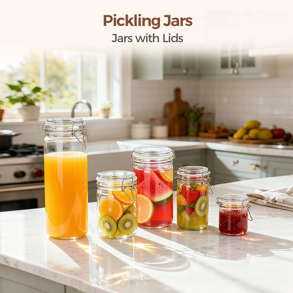 16 oz Glass Jars with Airtight Lids 6 Pack B90629