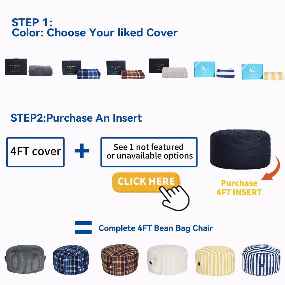4FT Oversized Waterproof Memory Foam Bean Bag Chair K993