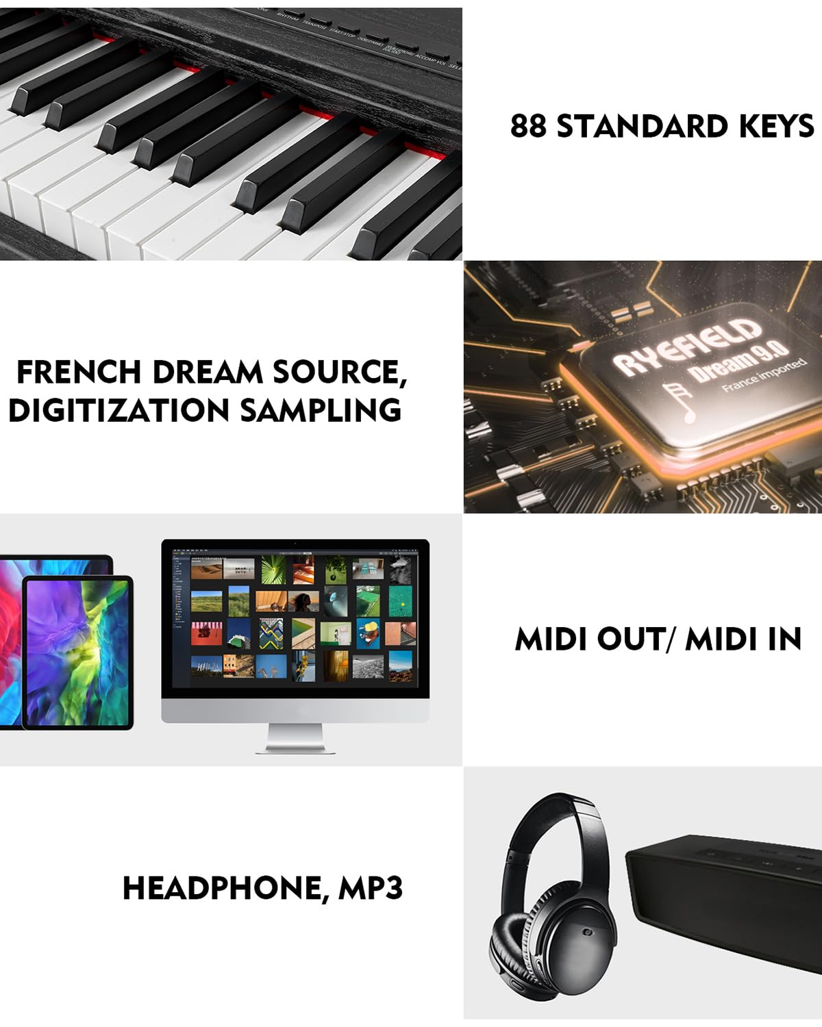 88 Key Fully Weighted Hammer Action Digital Piano with Stand B43696