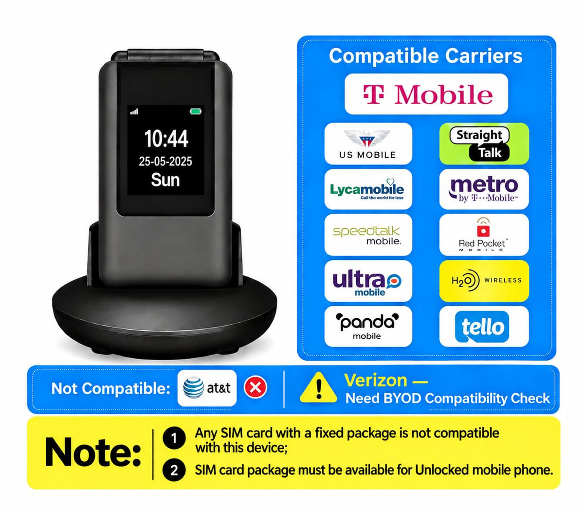 4G Unlocked Flip Phone Dual Screen V68144