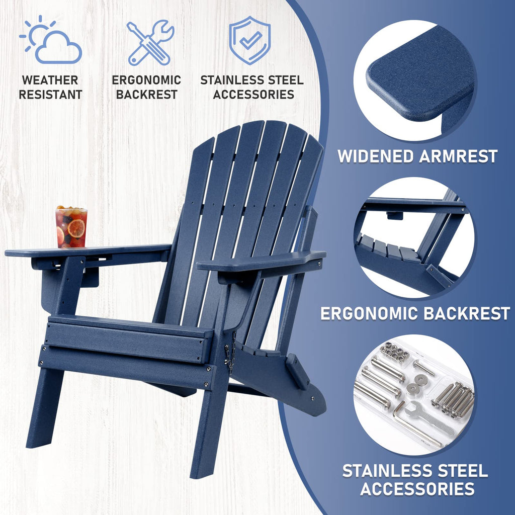 Oversized Folding Adirondack Chair Set of 4 with Adjustable Backrest J131591