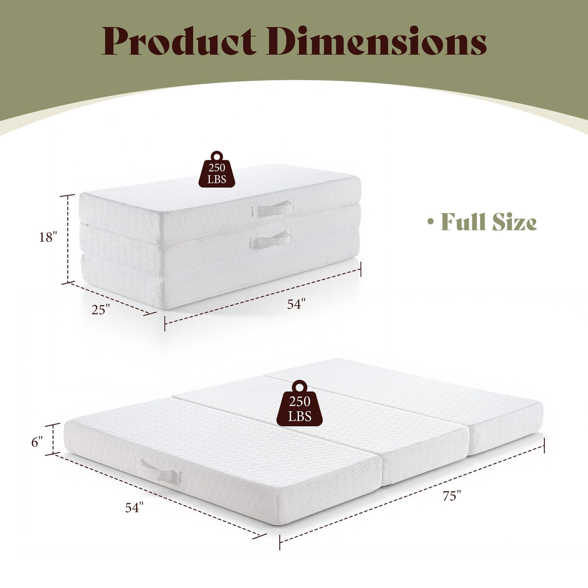 6" Full Tri-Fold Memory Foam Mattress M391