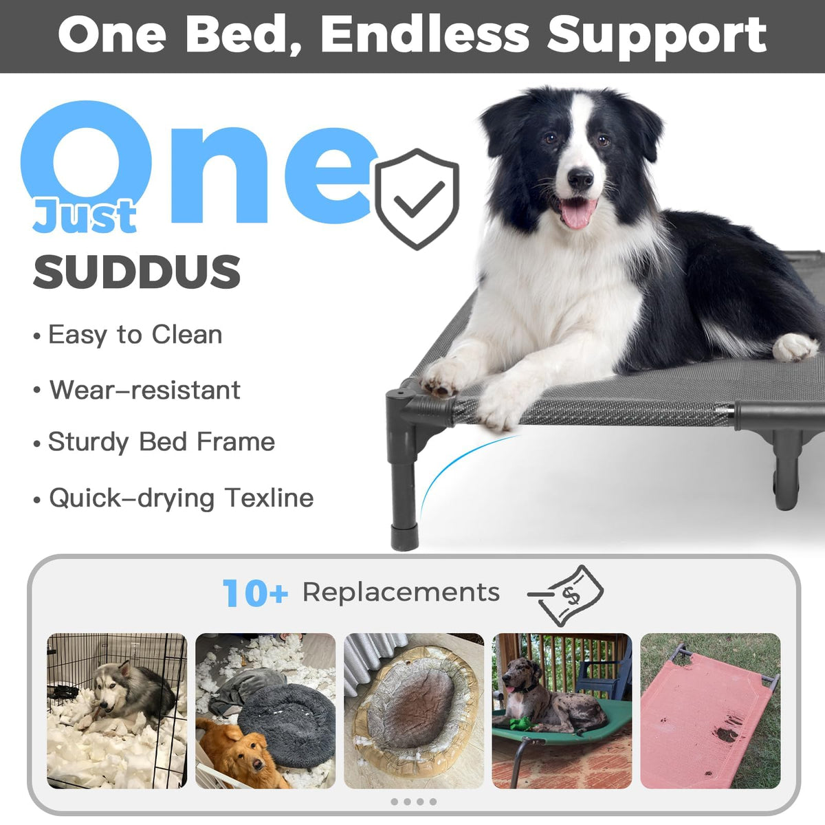 Elevated Dog Bed with Metal Frame, X-Large Grey K826289