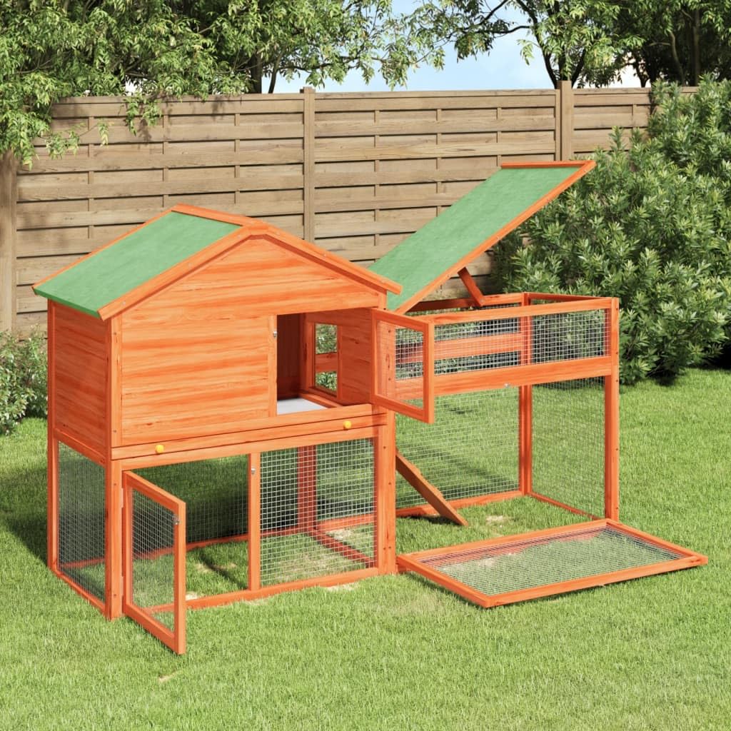 2-Tier Wooden Rabbit Hutch Small Animal Cage R17895