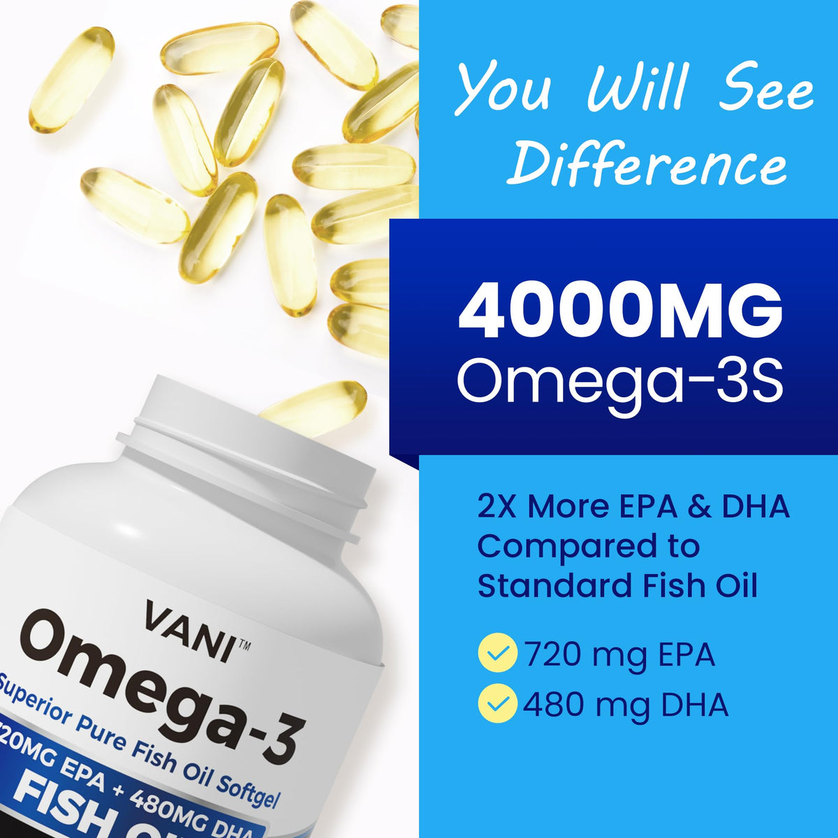 Omega 3 Fish Oil 4000mg 120 Softgels EPA DHA S25915
