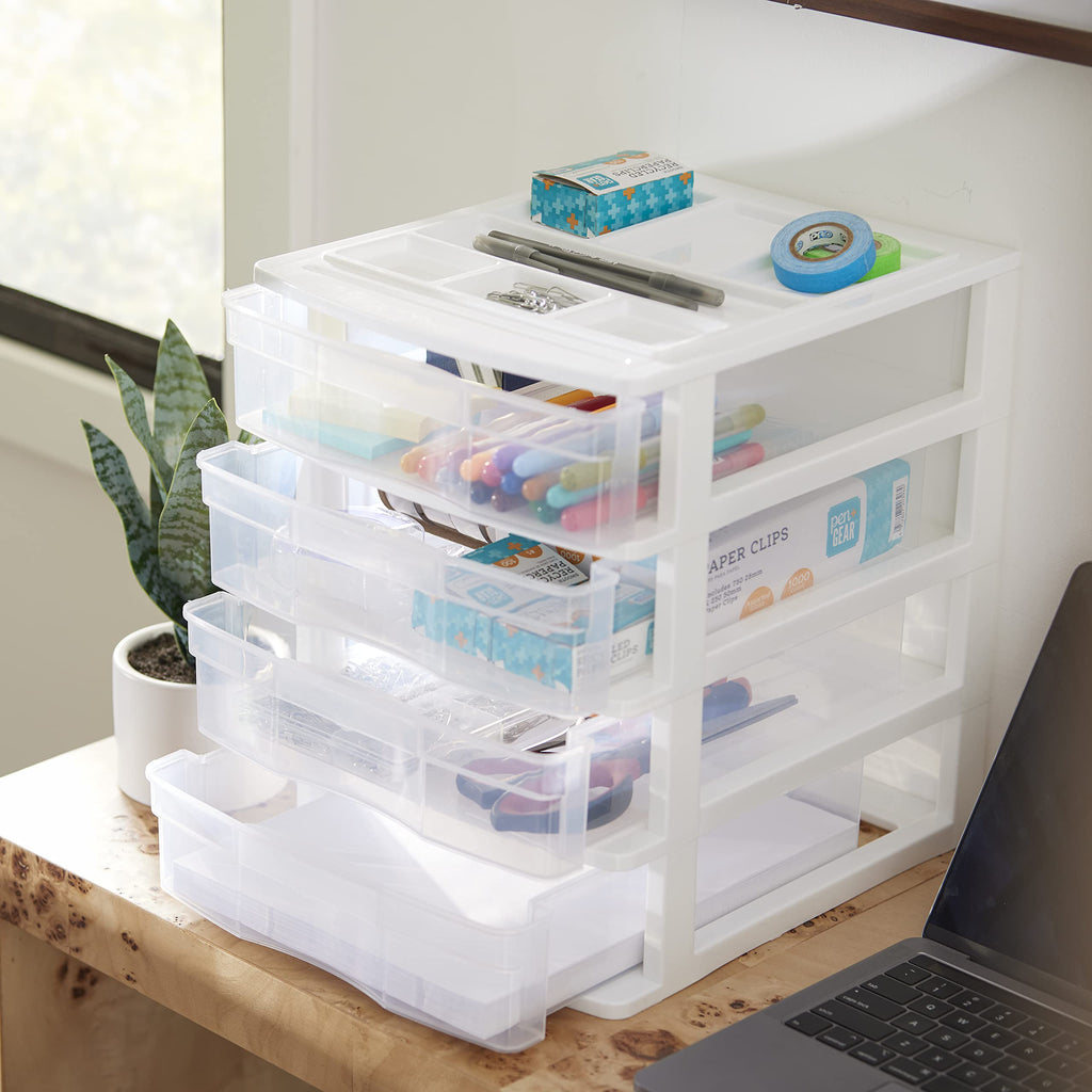 4-Tier White Plastic Drawer Organizer N199