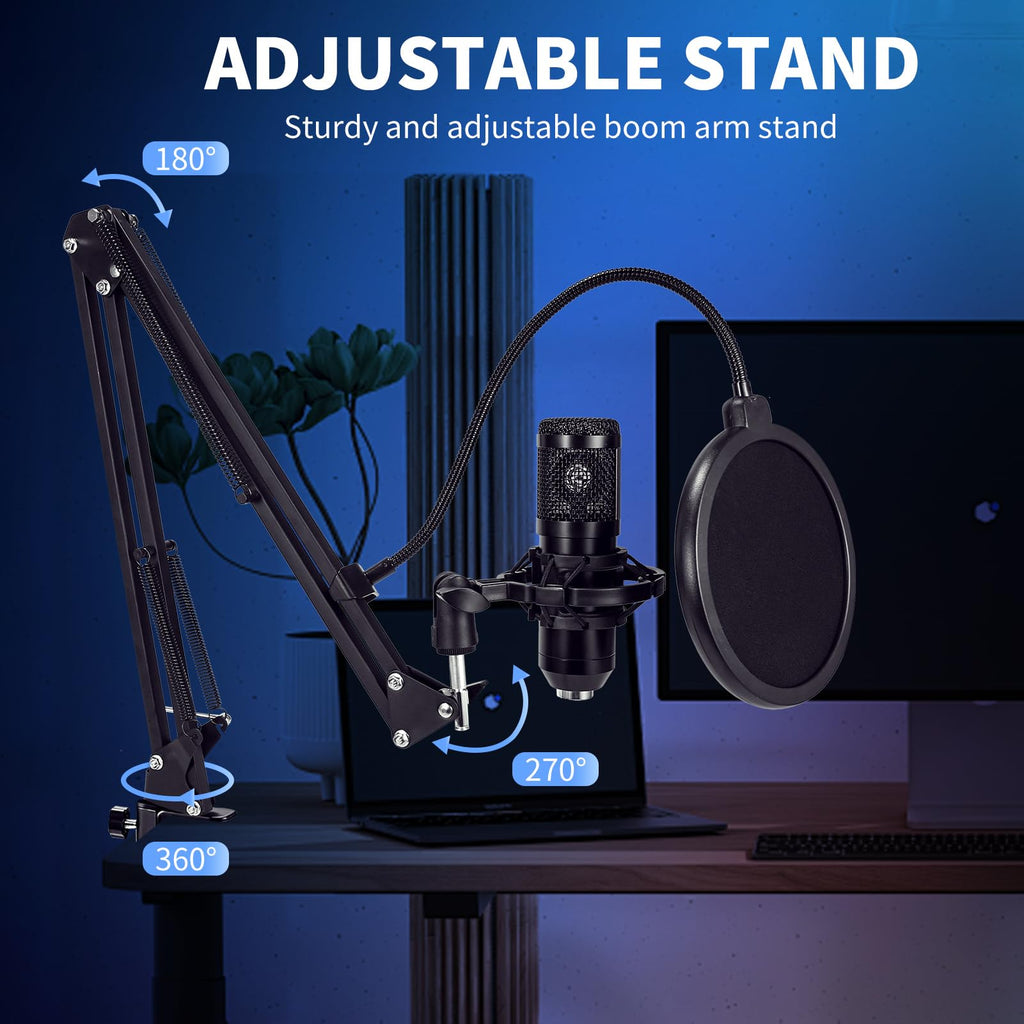 USB Condenser Microphone Kit with Boom Arm Stand D55020