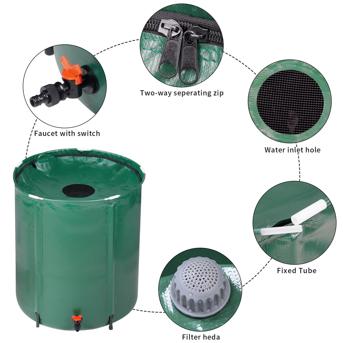 50 Gallon Portable Folding Rain Barrel with Spigots F927257