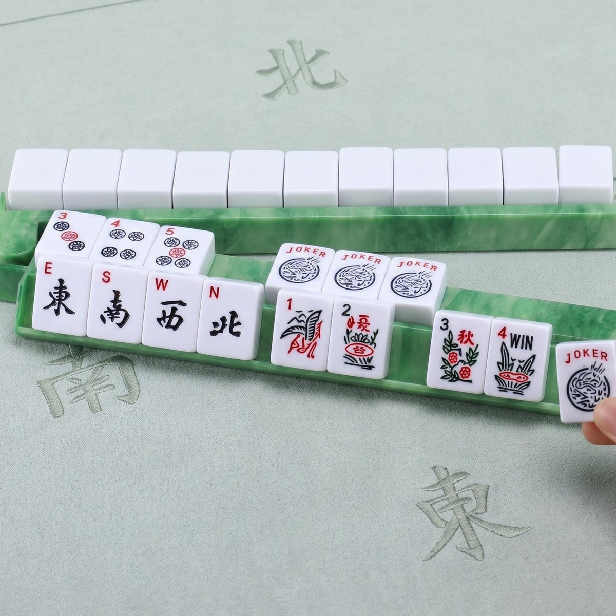 4 Pcs 18.7 Inch Acrylic Mahjong Tile Racks with Pushers E9541
