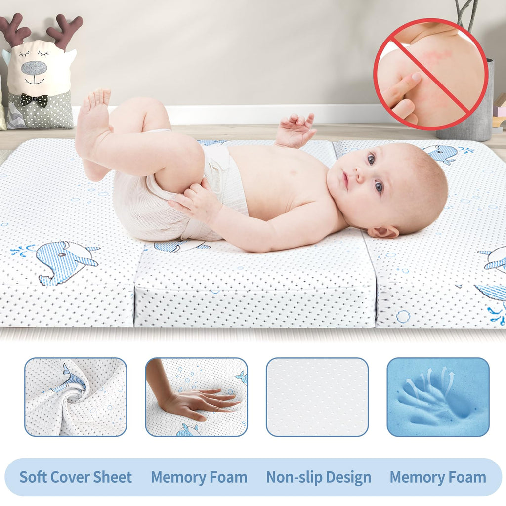 Pack and Play Mattress, 38"x26" Trifold Memory Foam R2207